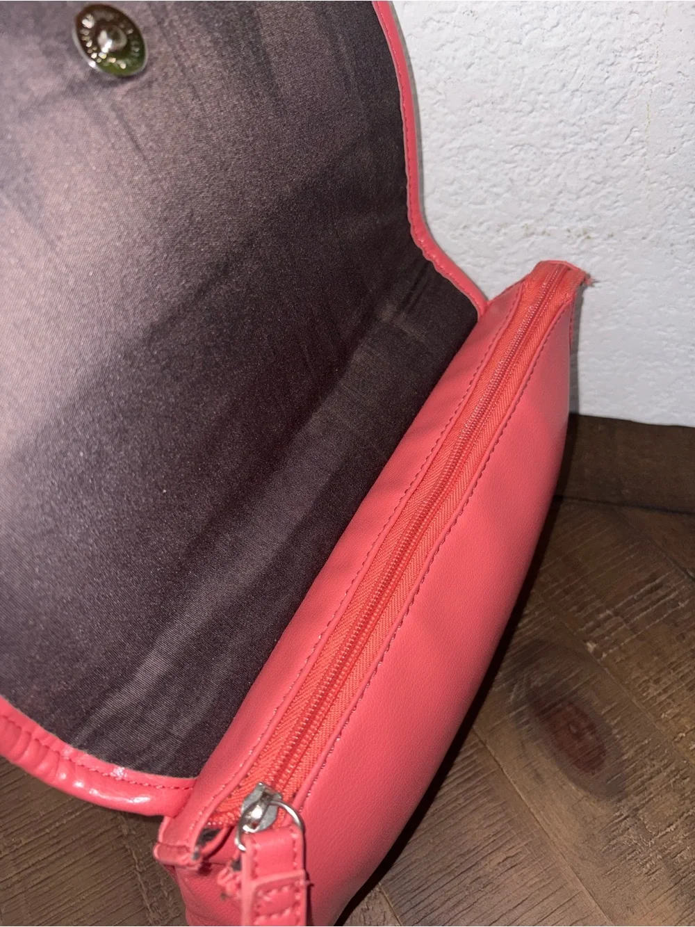 Nine & Co. Rose-Embossed Coral Wristlet Clutch NWOT